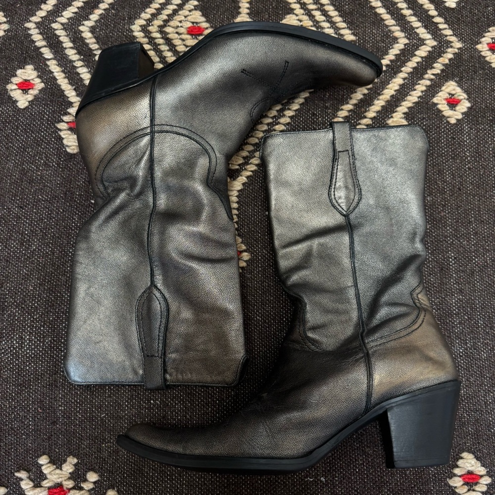 Franco Sarto Western Boots Metallic Bronze Leather Mid-Calf Cowboy Sz 8M - Picture 6 of 13